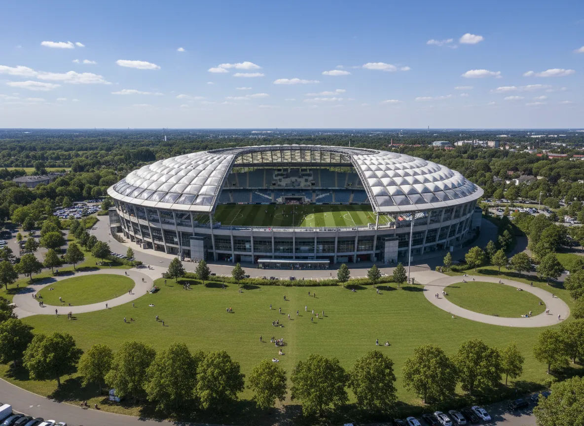 Tribünen und Spielfeld der Arena in Düsseldorf