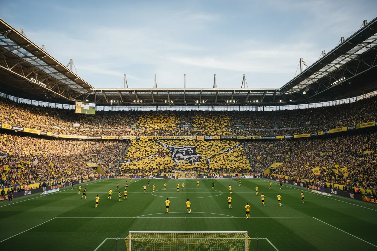 Fußballstadion während eines Bundesliga-Heimspiels von Borussia Dortmund