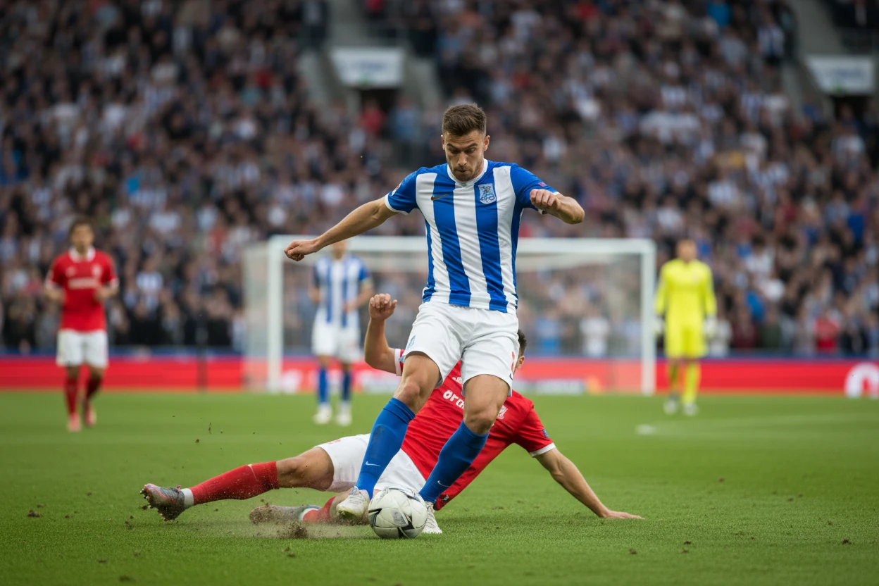 Digitales Interface mit Fußballstatistiken und Spielverlauf